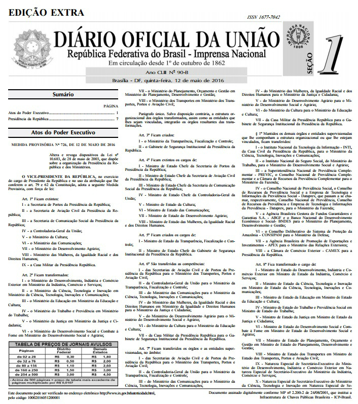 Ministério da Cultura entre outra são extintos em reforma ministerial Ministério da Cultura entre outra são extintos em reforma ministerial