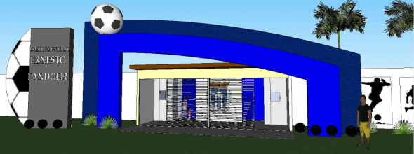 Nova fachada para o estádio também foi projetada Ilustração: Departamento de engenharia da prefeitura