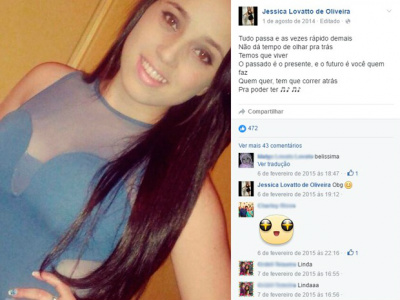 Jessica Lovato foi morta em uma feira no Paraguai Foto: Reprodução/Facebook