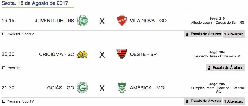 Jogos de hoje - Brasileiro Série B - 21ª Rodada