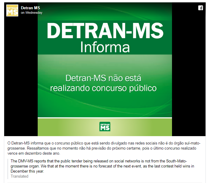 Informações de concurso para Detran do Maranhão confunde moradores de MS