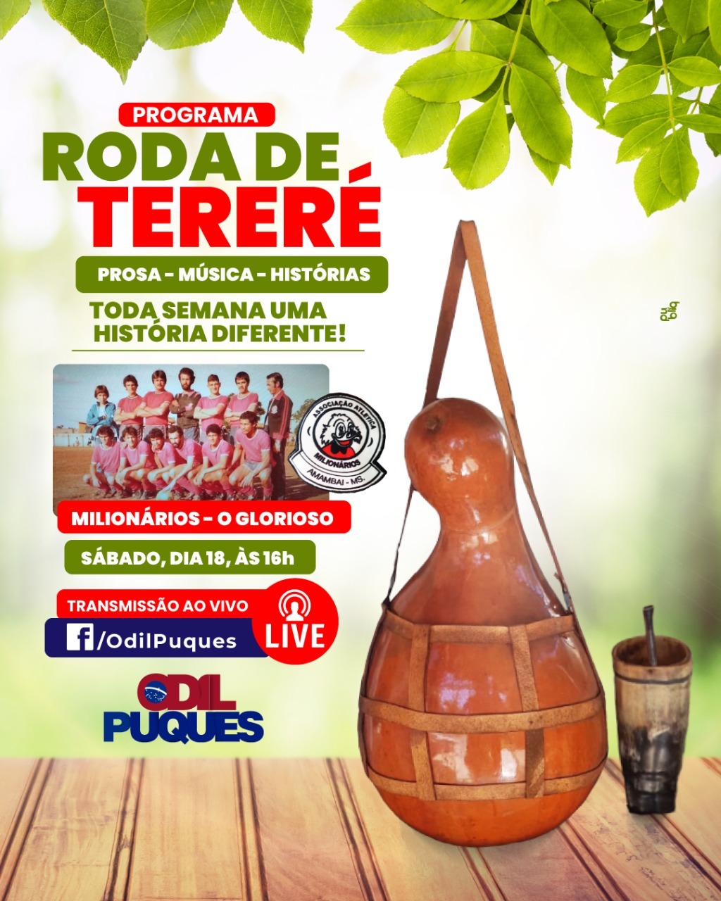 Em live no Facebook, programa Roda de Tereré vai entreter amambaienses Foto: Reprodução