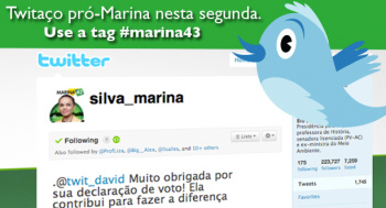 Twitaço pró-Marina Silva acontece nesta segunda-feira Twitaço pró-Marina Silva acontece nesta segunda-feira