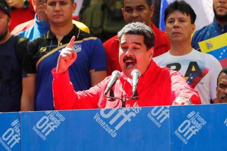 Maduro aponta EUA como responsáveis por apagão na Venezuela Presidente da Venezuela, Nicolás Maduro, durante uma manifestação em apoio ao governo em Caracas, Venezuela. - Manaure Quintero/Reuters/Direitos reservados