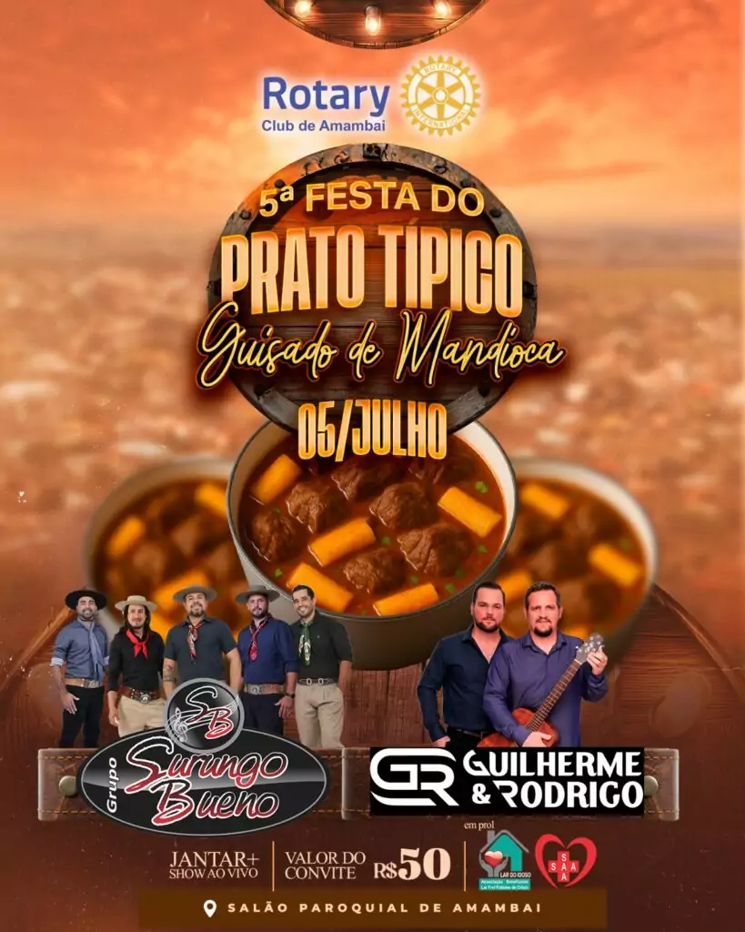 Festa do Prato Típico com Guisado de Mandioca acontece neste sábado em Amambai