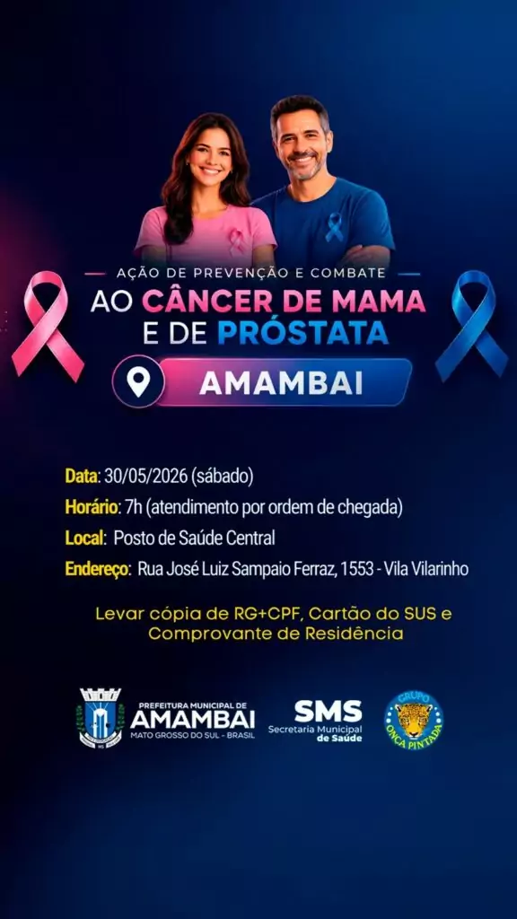 Amambai realiza ação de prevenção ao câncer de mama e de próstata com apoio do Grupo Onça Pintada