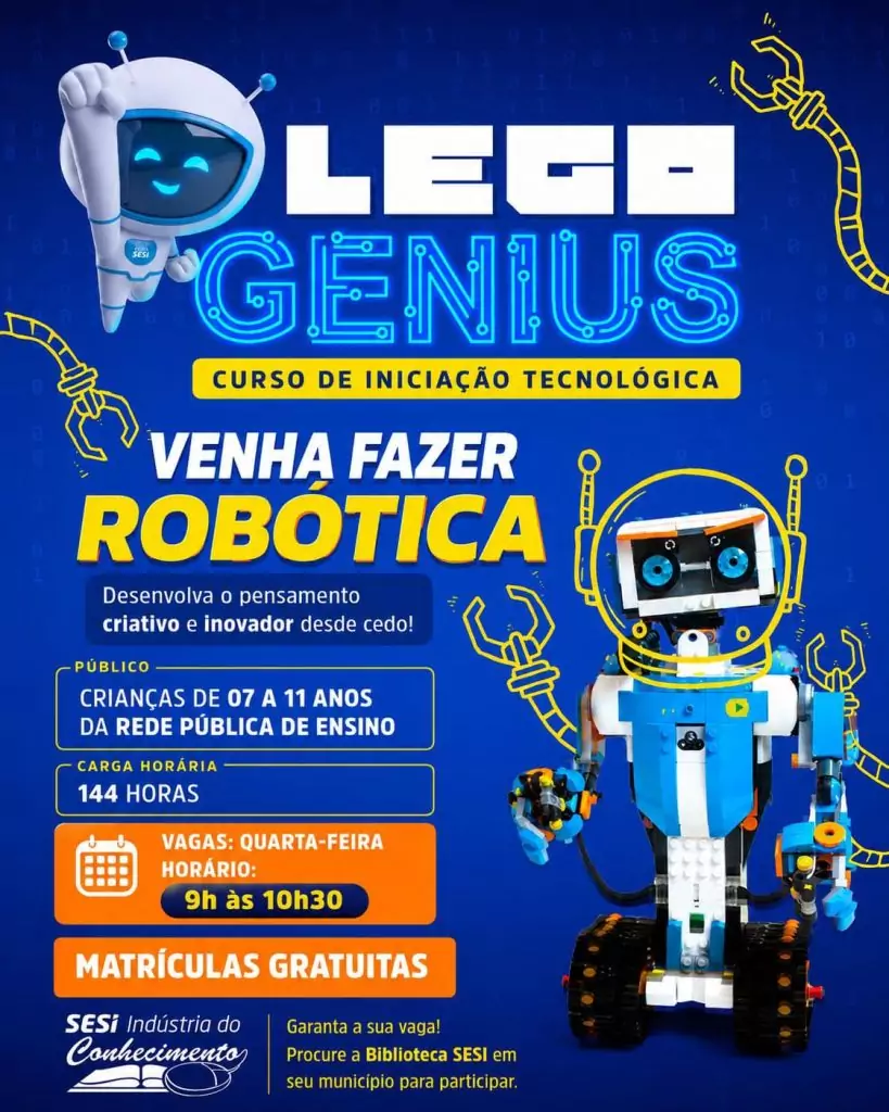 Biblioteca SESI de Amambai abre matrículas para curso gratuito de robótica voltado a crianças da rede pública
