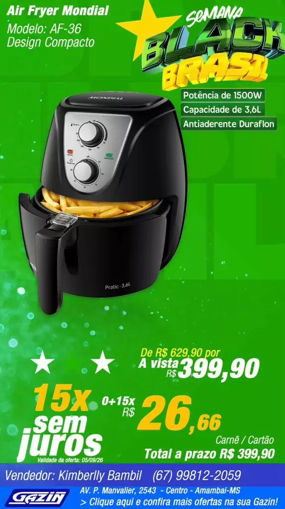 Semana Black Brasil da Gazin segue com ofertas até este sábado (12) em Amambai Semana Black Brasil da Gazin segue com ofertas até este sábado (12) em Amambai