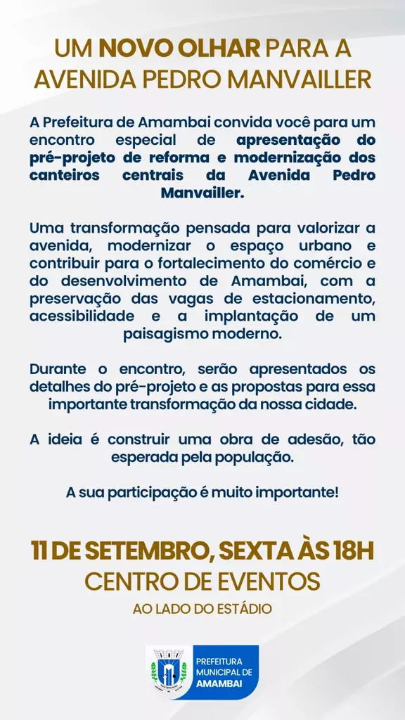 Prefeitura de Amambai apresenta pré-projeto para reforma e modernização dos canteiros centrais da Avenida Pedro Manvailler Prefeitura de Amambai apresenta pré-projeto para reforma e modernização dos canteiros centrais da Avenida Pedro Manvailler